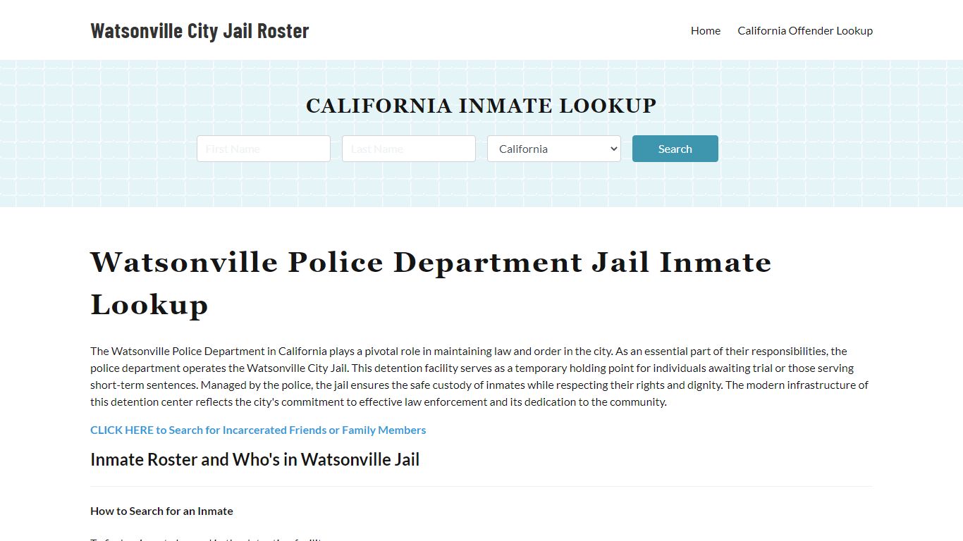 Watsonville Police Department & City Jail, CA Inmate Roster, Arrests ...