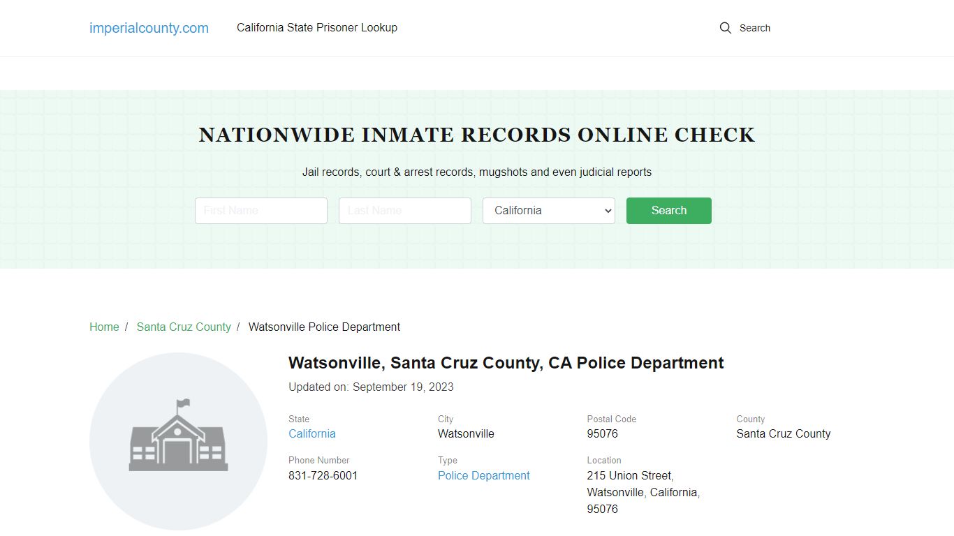 Watsonville, CA Police - City Jail Inmates, Arrests - Imperial County
